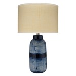 Batik Table Lamp - Indigo Ceramic / Raffia