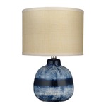 Batik Table Lamp - Indigo Ceramic / Raffia