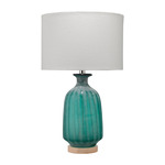 LS Frosted Glass Table Lamp - Frosted Aqua / Cream