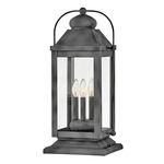 Anchorage 120V Outdoor Pier Mount Lantern - Aged Zinc / Clear Seedy