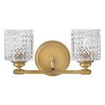 Elle Bathroom Vanity Light - Heritage Brass / Clear Chevron