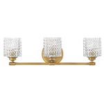 Elle Bathroom Vanity Light - Heritage Brass / Clear Chevron