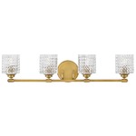 Elle Bathroom Vanity Light - Heritage Brass / Clear Chevron