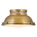 Emery Ceiling Flush Mount - Heritage Brass / Etched Opal