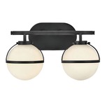 Hollis Bathroom Vanity Light - Black / Etched Opal