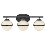 Hollis Bathroom Vanity Light - Black / Etched Opal