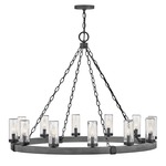 Sawyer Outdoor Chandelier - Aged Zinc / Clear Seedy