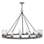 Sawyer Outdoor Chandelier - Aged Zinc / Clear Seedy