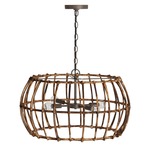 Sanibel 4 Light Pendant - Nordic Grey / Blazed Rattan