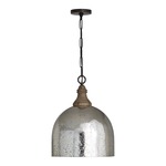 Glass Cloche Pendant - Pewter / Seeded Mercury