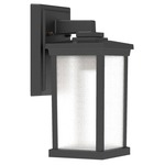 Composite Square Outdoor Wall Sconce - Textured Matte Black / Frosted