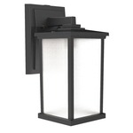 Composite Square Outdoor Wall Sconce - Textured Matte Black / Frosted