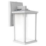 Composite Square Outdoor Wall Sconce - Textured White / Frosted