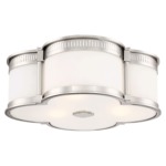 Quatrefoil Ceiling Light Fixture  - Polished Nickel / Etched White