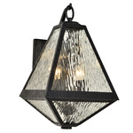 Glacier Outdoor Wall Sconce - Black Charcoal / Water Glass