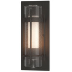 Banded Seeded Glass Outdoor Wall Sconce - Coastal Natural Iron / Opal and Seeded