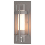 Banded Seeded Glass Outdoor Wall Sconce - Coastal Burnished Steel / Opal and Seeded