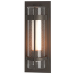 Banded Seeded Glass Outdoor Wall Sconce - Coastal Dark Smoke / Opal and Seeded