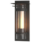 Banded Seeded Outdoor Wall Sconce with Top Plate - Coastal Natural Iron / Opal and Seeded