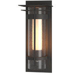 Banded Seeded Outdoor Wall Sconce with Top Plate - Coastal Natural Iron / Opal and Seeded
