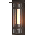 Banded Seeded Outdoor Wall Sconce with Top Plate - Coastal Bronze / Opal and Seeded