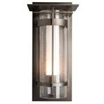 Banded Seeded Outdoor Wall Sconce with Top Plate - Coastal Dark Smoke / Opal and Seeded