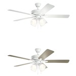 Basics Pro Premier Ceiling Fan with White Shade Light Kit - Matte White / Matte White / Silver