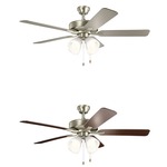 Basics Pro Premier Ceiling Fan with White Shade Light Kit - Brushed Nickel / Silver / Walnut