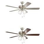 Basics Pro Premier Ceiling Fan with Clear Shade Light Kit - Brushed Nickel / Silver / Walnut