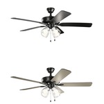 Basics Pro Premier Ceiling Fan with Clear Shade Light Kit - Satin Black / Satin Black / Silver