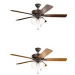 Basics Pro Premier Ceiling Fan with White Shade Light Kit - Satin Natural Bronze / Cherry / Walnut