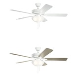 Basics Pro Ceiling Fan with Light - Matte White / Matte White / Silver