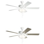 Basics Pro Ceiling Fan with Light - White / White / Silver