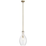 Everly Tulip Pendant - Clear / Natural Brass