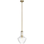 Everly Vase Mini Pendant - Clear / Natural Brass
