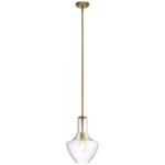 Everly Bell Pendant - Natural Brass / Clear