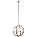 Grand Bank Outdoor Chandelier - Distressed Antique Grey / Clear Seeded