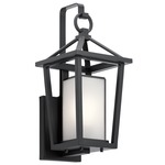 Pai Outdoor Wall Sconce - Black / Etched Seedy