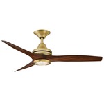 Spitfire Indoor / Outdoor Ceiling Fan with Light - Brushed Satin Brass / Whiskey