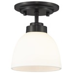 Ashton Mini Semi-Flush Ceiling Light - Matte Black / Matte Opal