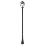 Talbot Outdoor Post Light with Round Post/Hexagon Base - Oil Rubbed Bronze / Clear Seeded