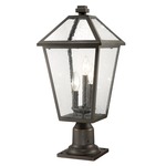 Talbot Outdoor Pier Light with Traditional Base - Oil Rubbed Bronze / Clear Organza