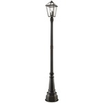 Talbot Post Light with Round Post/Decorative Base - Oil Rubbed Bronze / Clear Seeded