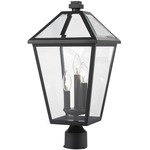Talbot Outdoor Post Light with Round Fitter - Black / Clear