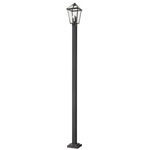 Talbot Outdoor Post Light with Square Post/Stepped Base - Black / Clear