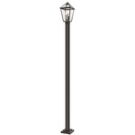 Talbot Outdoor Post Light with Square Post/Stepped Base - Oil Rubbed Bronze / Clear Seeded