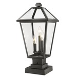 Talbot Outdoor Pier Light with Square Stepped Base - Black / Clear
