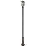 Talbot Outdoor Post Light with Round Post/Hexagon Base - Oil Rubbed Bronze / Clear Seeded