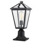 Talbot Outdoor Pier Mount with Round Base - Black / Clear