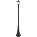 Talbot Outdoor Post Light with Round Post/Decorative Base - Oil Rubbed Bronze / Clear Seeded